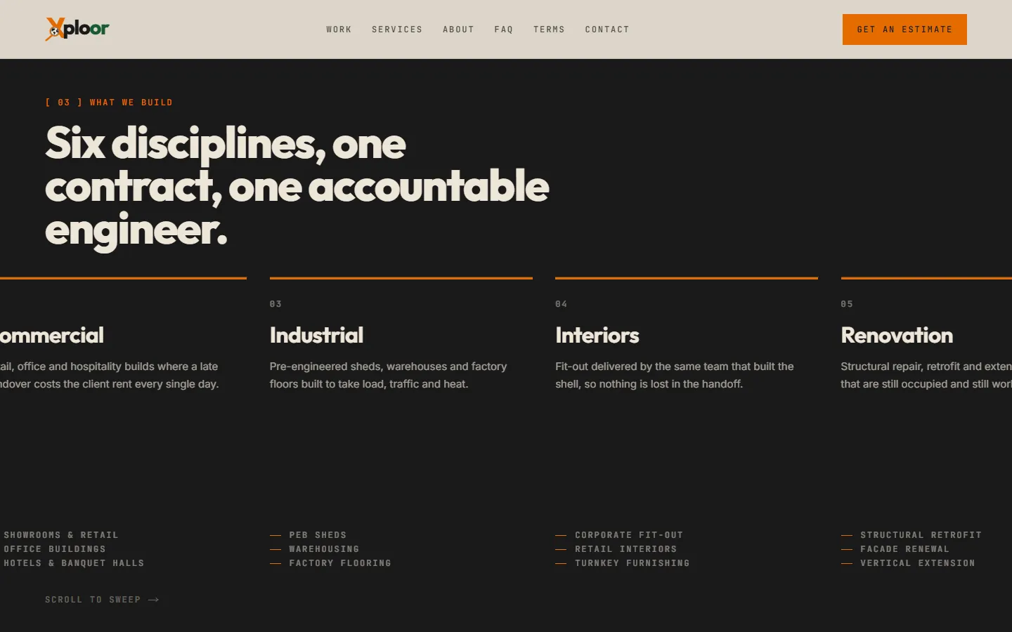 Xploor Constructions, further down the live site